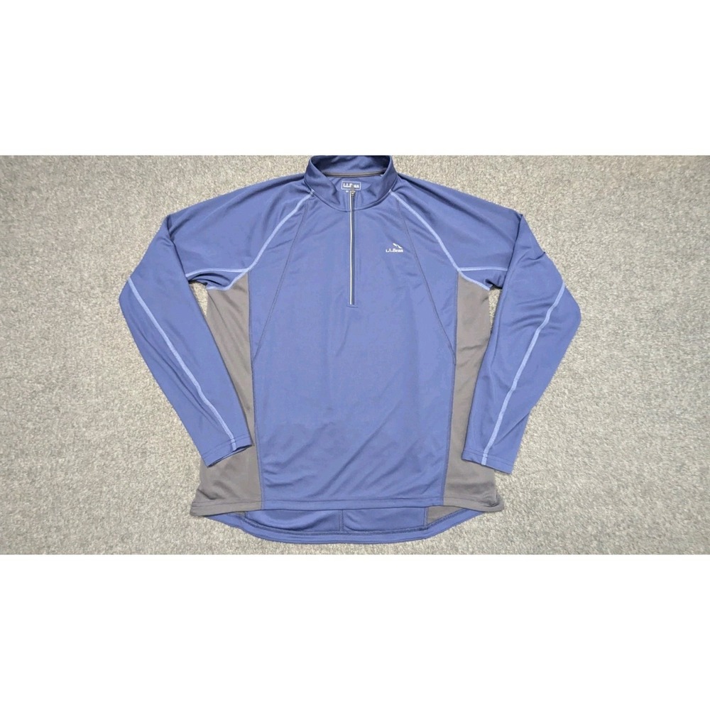 LL Bean Shirt Men's Extra Large Blue Cycling Jersey 1/4 Zip Active wear‎ Hiking